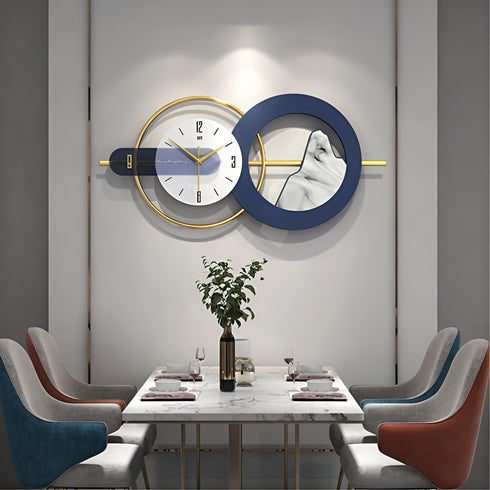 Blue with gold metal wall clock imported